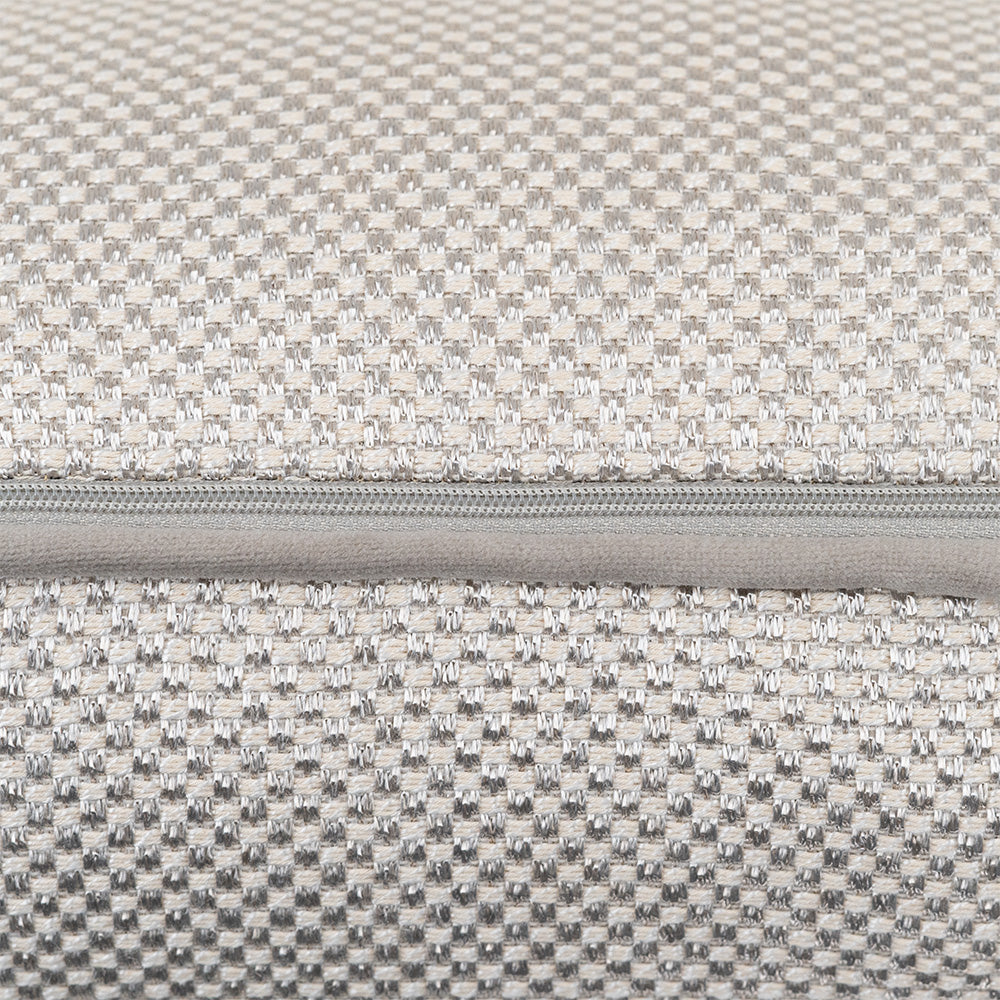Alex Square Cushion Cream and Silver Zipper Detail