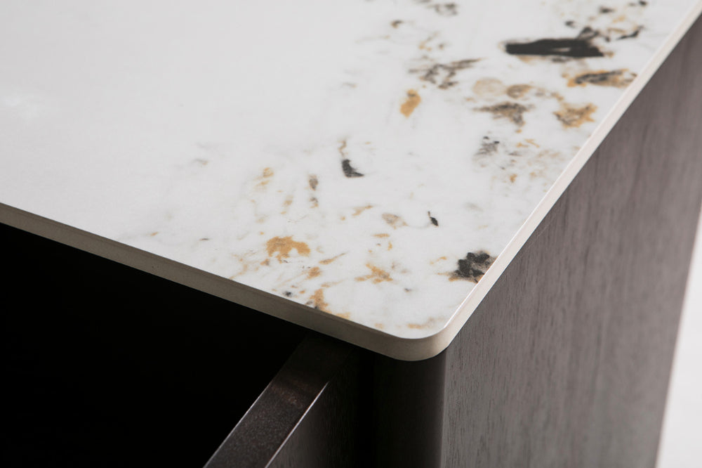 Alina 3 Door Sideboard Brown Top Corner Detail 2