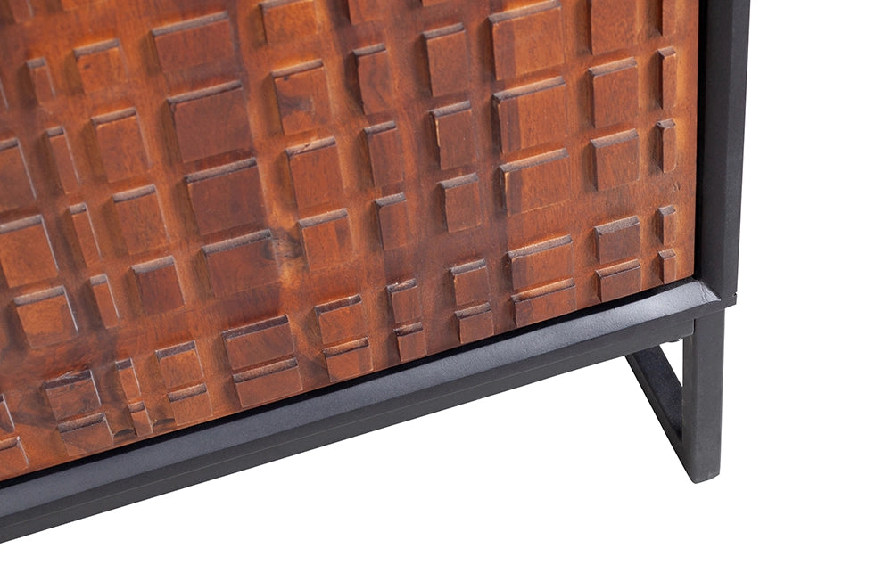 Allen 4 Door Cabinet - Walnut/Black Leg Detail