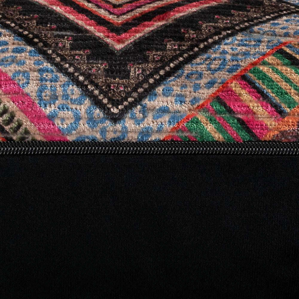 Amara Cushion Pink Black Zipper Detail