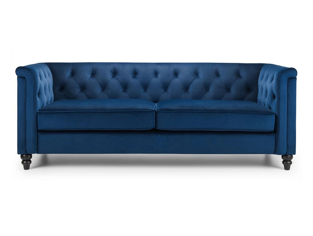 Andre Tufted 3 Seater Chair Blue Velvet 2