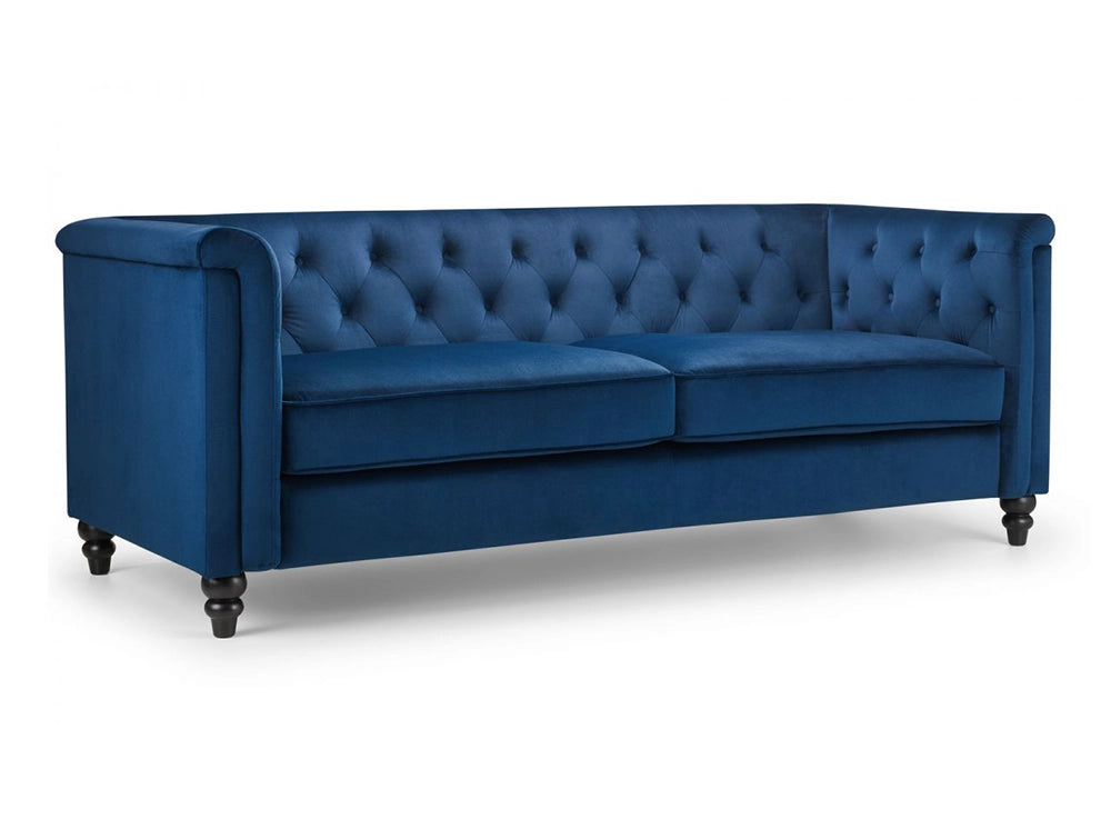 Andre Tufted 3 Seater Chair Blue Velvet