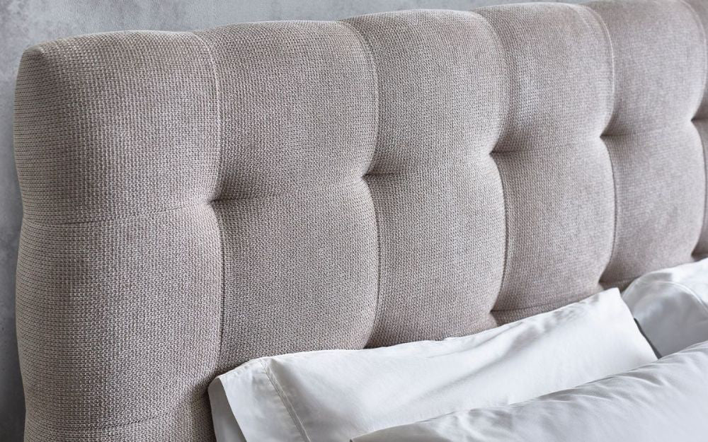 Aoko Bed Headrest Detail with Pillows in Bedroom Setting