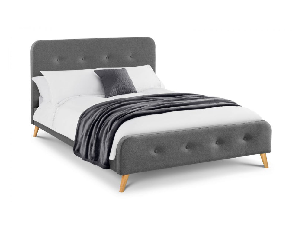 Asta Curved Retro Fabric Grey Bed