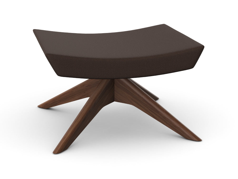 Ava Upholstered Footstool with 4 Star Pyramidal Wooden Base 3