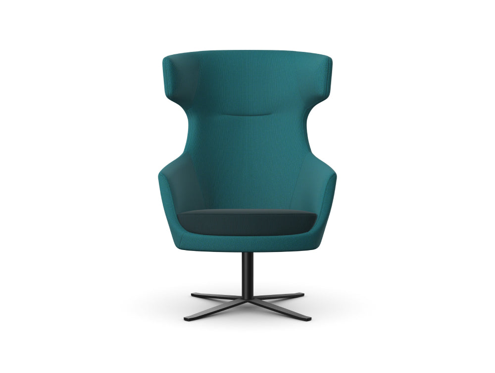 Ava Upholstered Lounge Chair with 4 Star Flat Metal Base 4