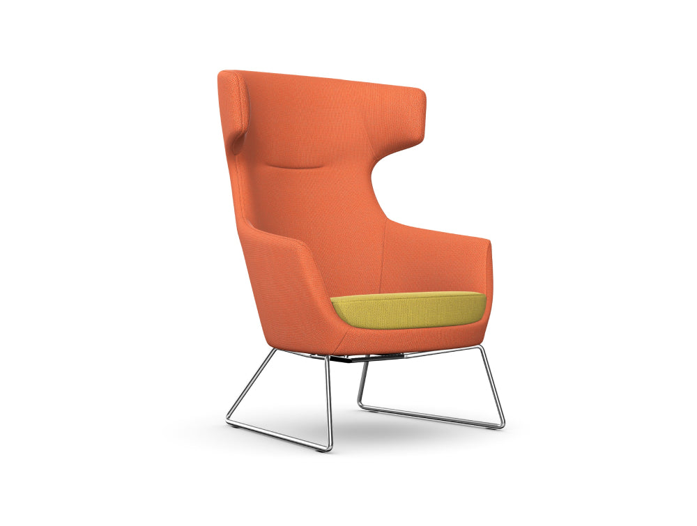 Ava Upholstered Lounge Chair with Skid Metal Base 3