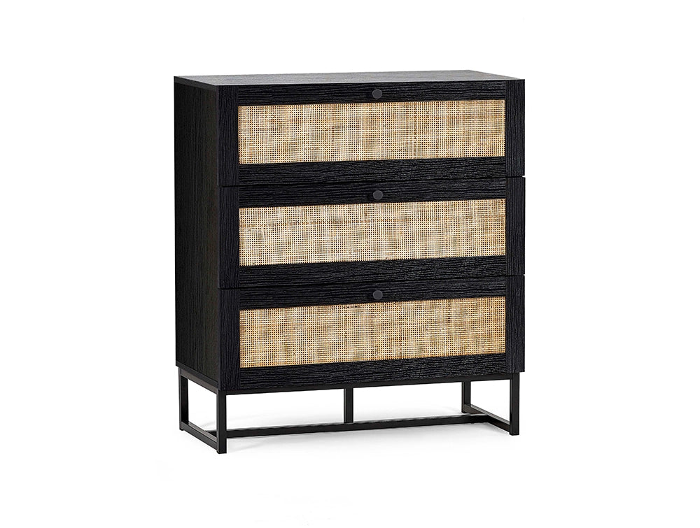 Bari 3 Drawer Chest Black