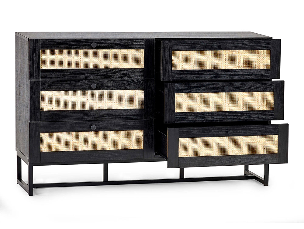 Bari 6 Drawer Chest Black