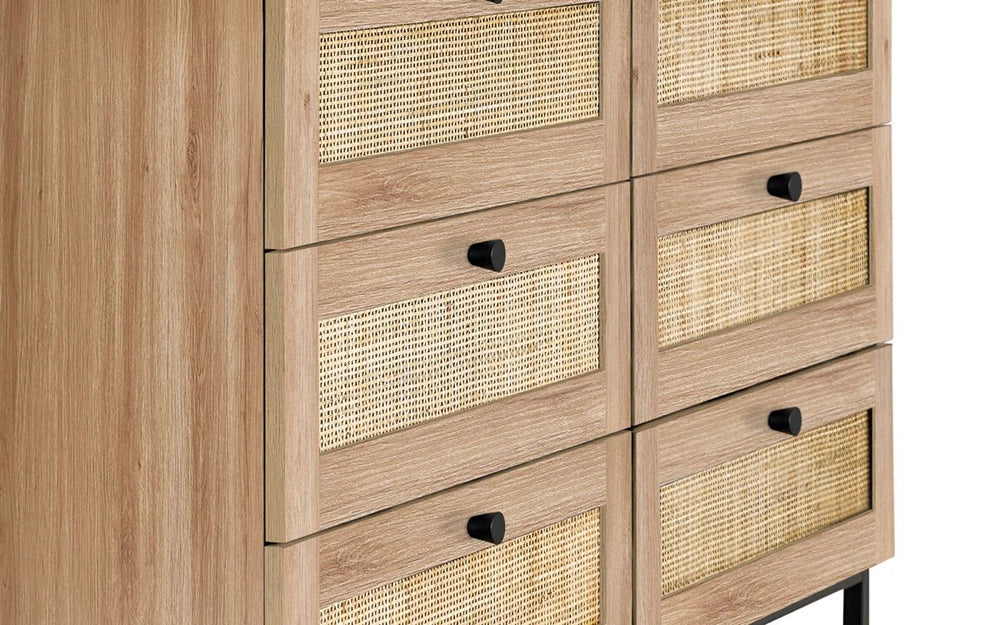 Bari 6 Drawer Chest Oak Drawer Detail