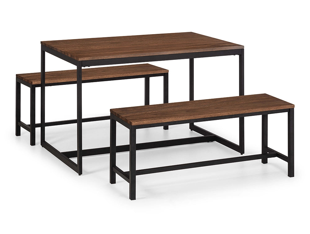 Beca Dining Table Walnut with Wooden Bench