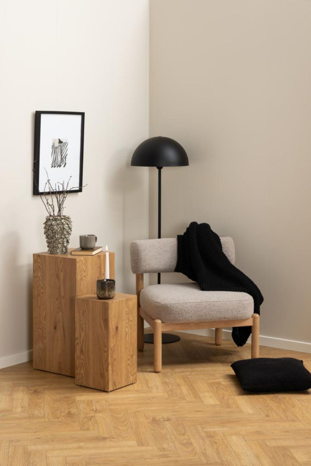 Berley Accent Chair with Floor Lamp and Side Table in Living Room Setting