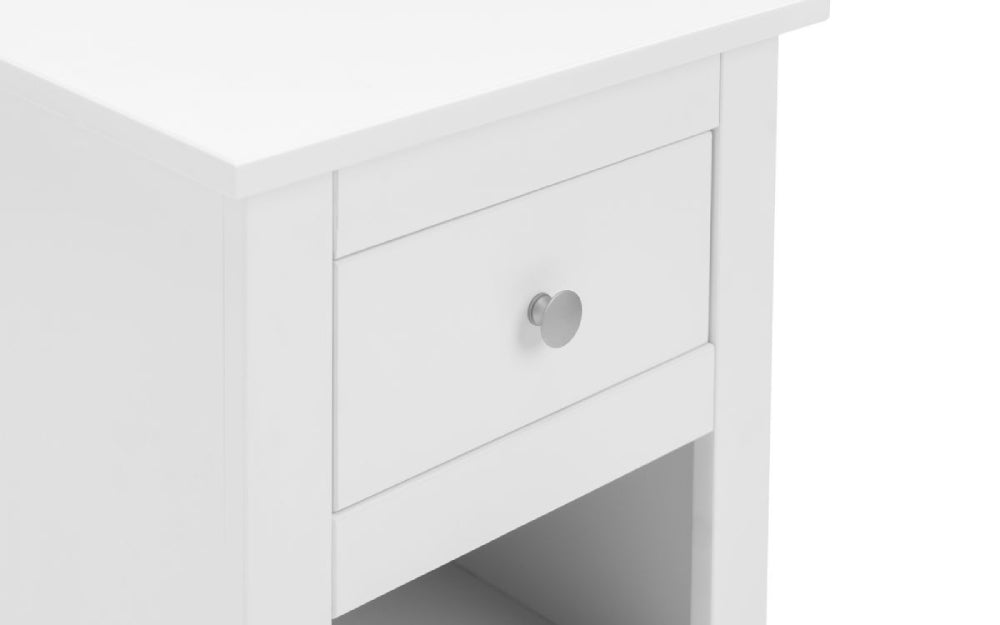 Bradley Bedside Table White Closed Drawer Detail
