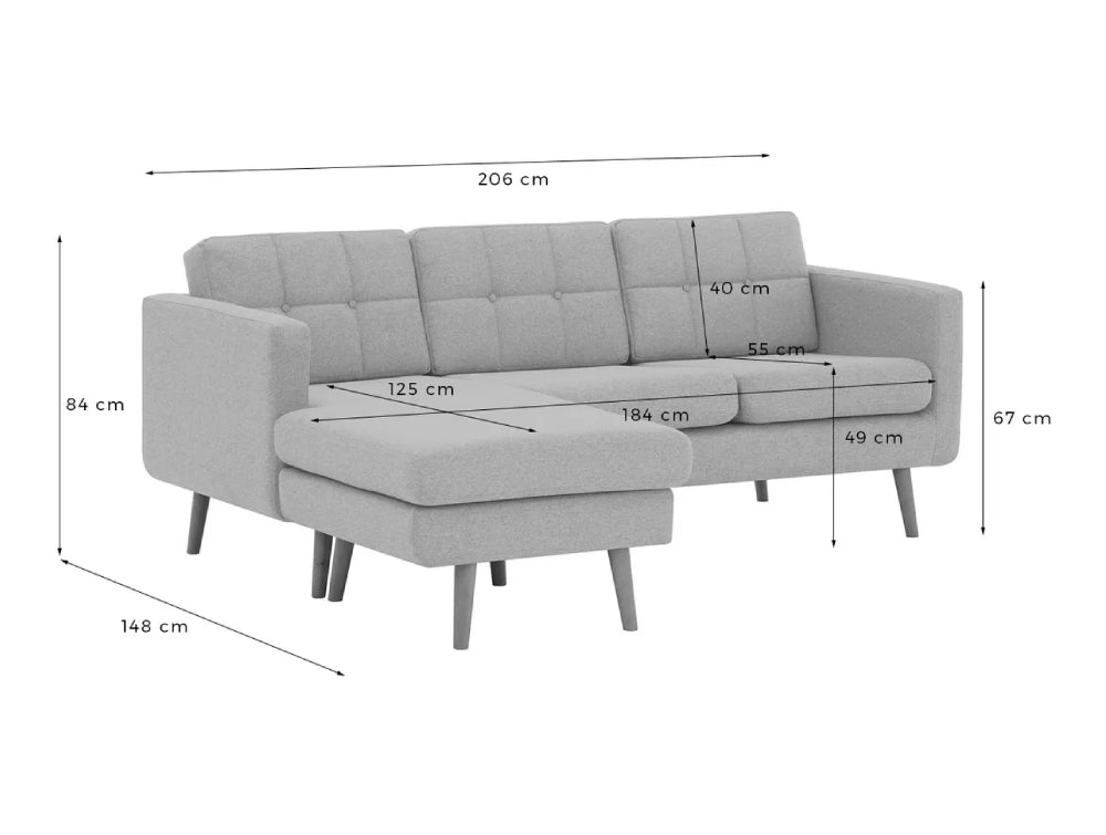 Brent Chaise Sofa Dimensions