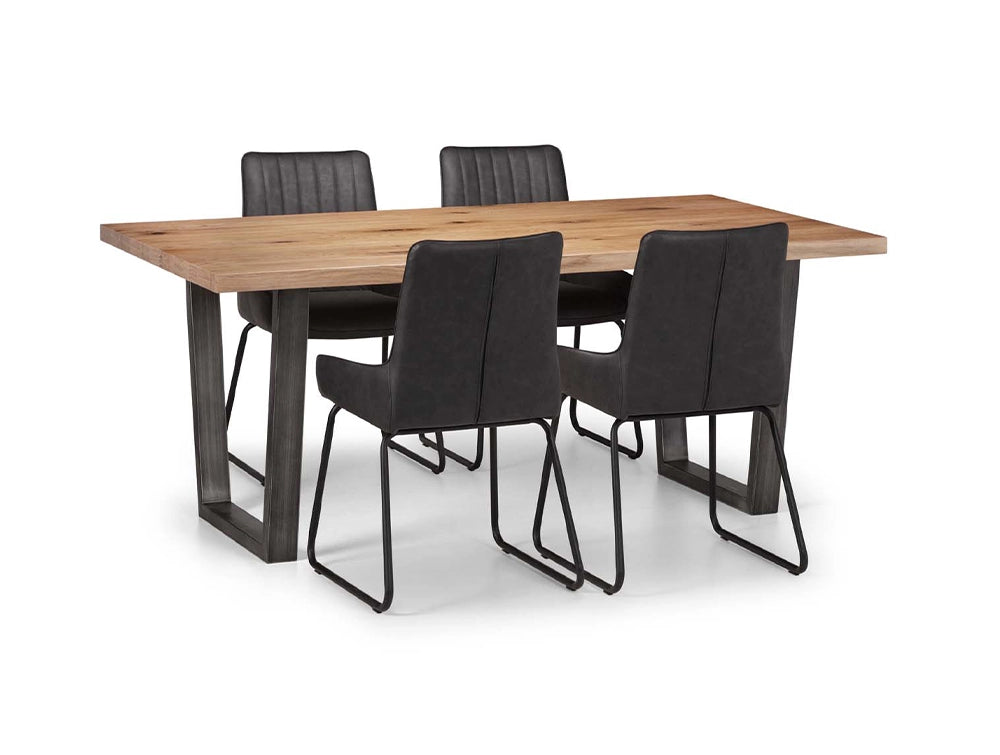 Bronx Dining Table Oak with Black Dining Chairs 3