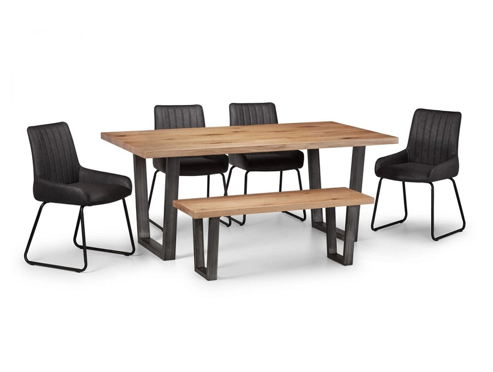 Bronx Dining Table Oak with Black Fabric Chairs