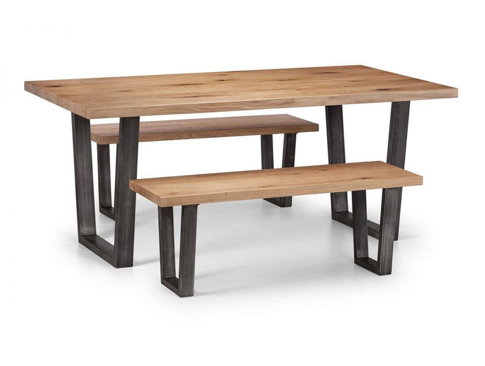 Bronx Dining Table Oak with Wooden Benches