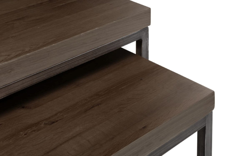 Bronx Nesting Coffee Tables Dark Oak Top Corner Detail