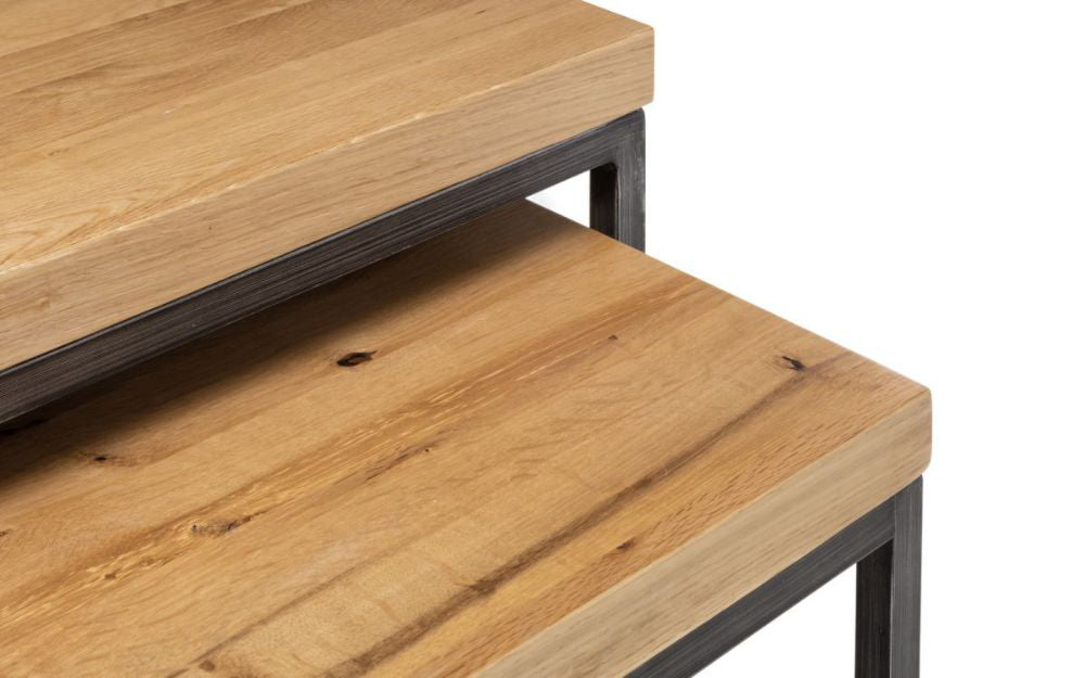 Bronx Nesting Lamp Tables Oak Top Corner Detail