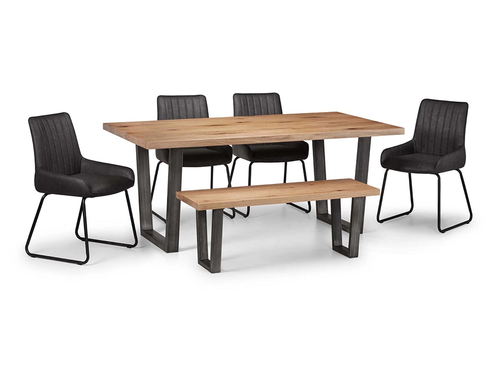 Camden Dining Chair Black with Rectangular Table and Bench 4