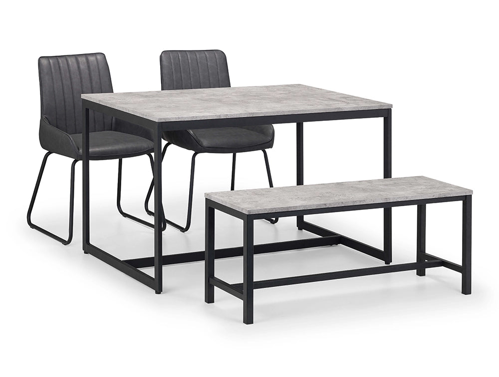 Camden Dining Chair Black with Rectangular Table and Bench