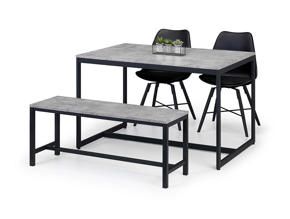 Cari Dining Chair Black with Rectangular Table and Bench