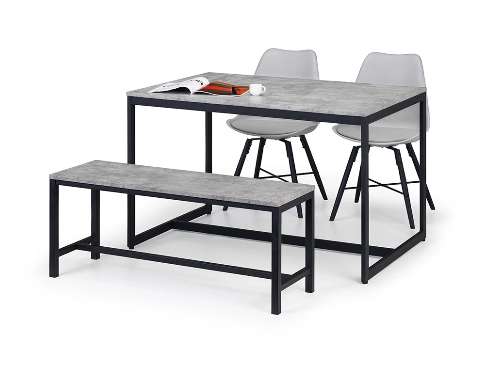 Cari Dining Chair Grey with Rectangular Table and Bench