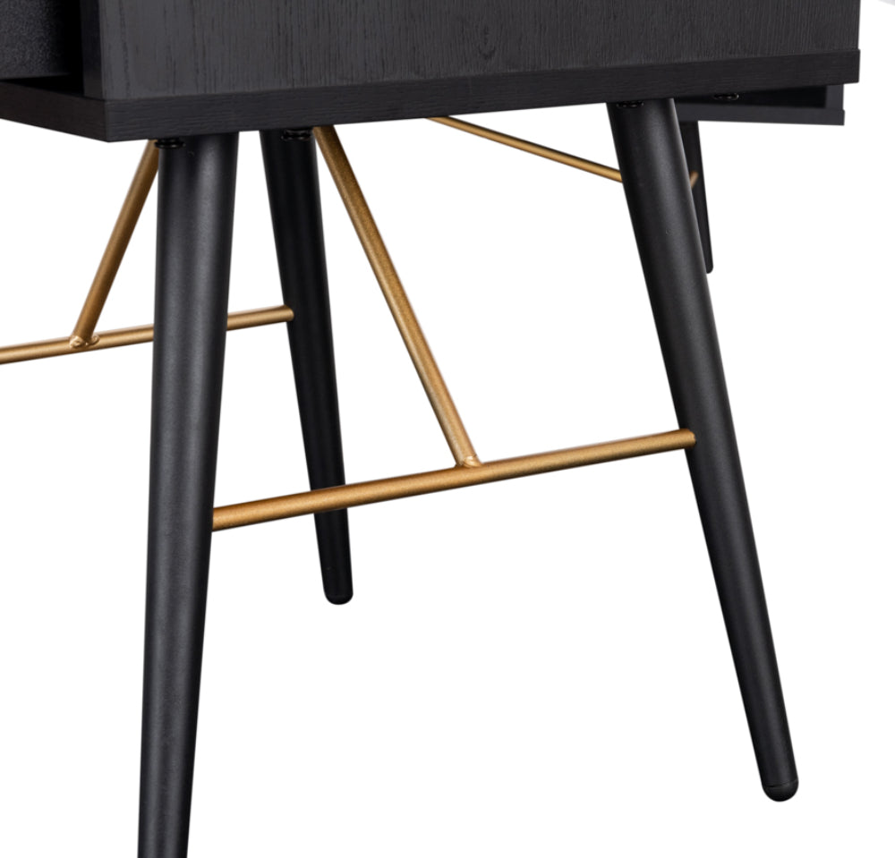 Casa 1 Drawer Bedside Table Black and Copper Leg Detail 2