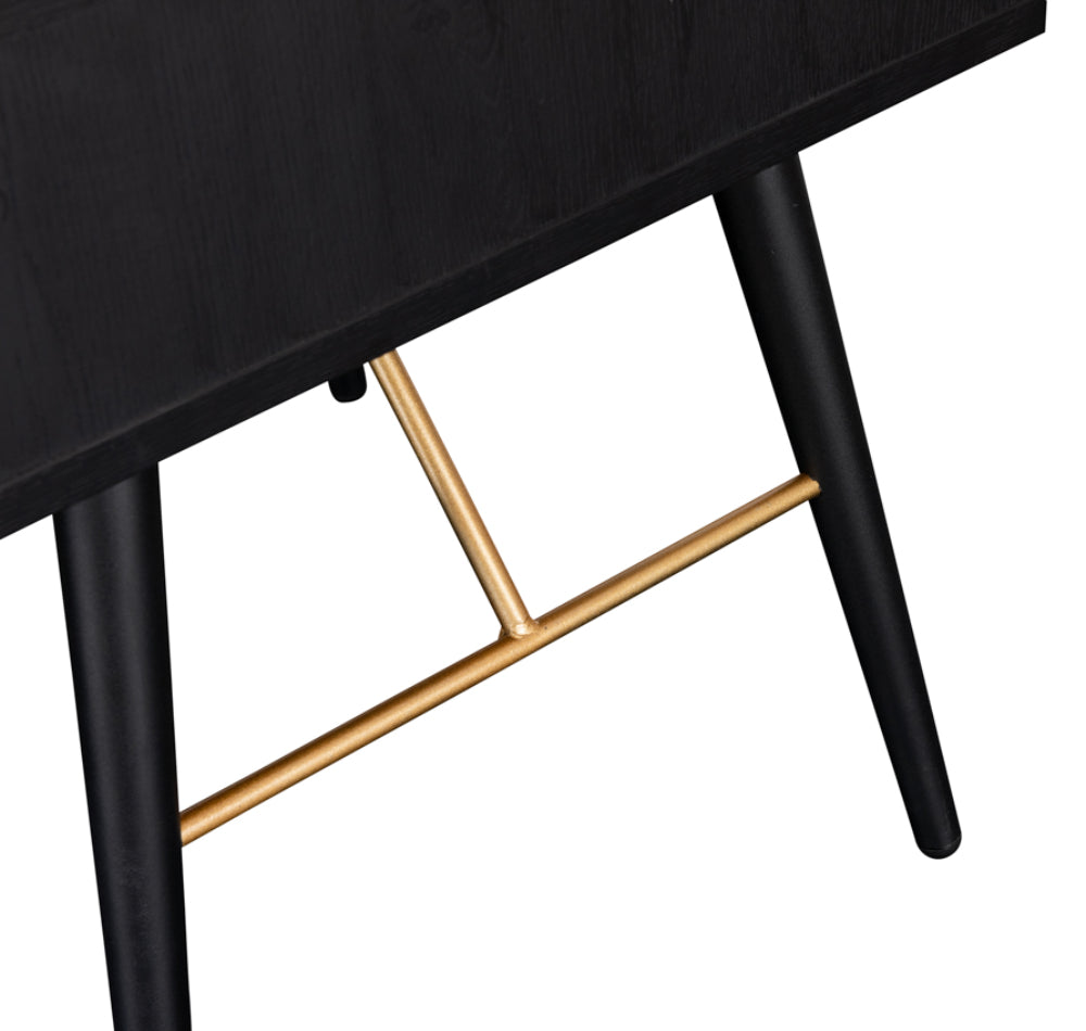 Casa 1 Drawer Bedside Table Black and Copper Leg Detail