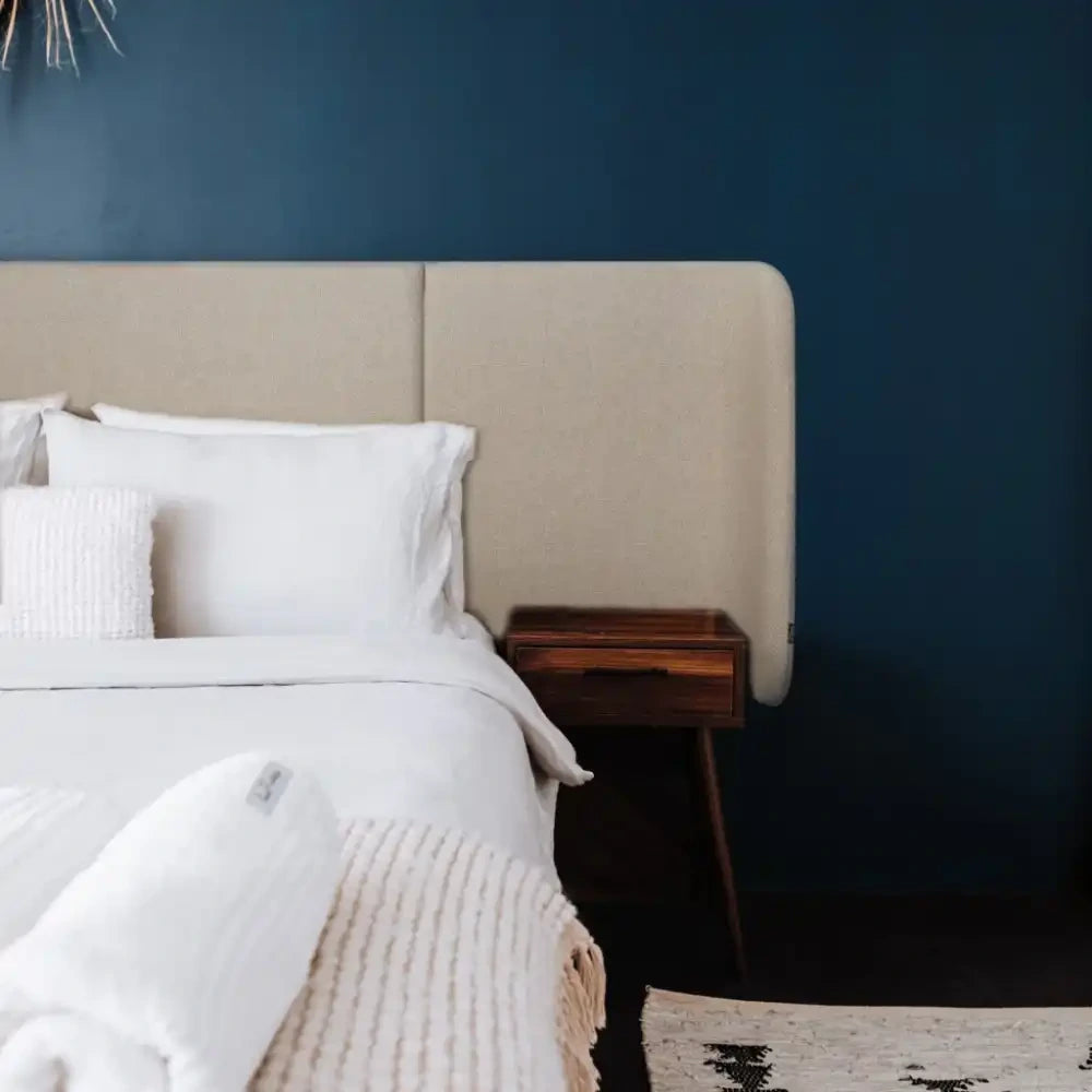 Casual Solutions Sail Headboard 5 with White Pillows and Mattress in Bedroom Settings