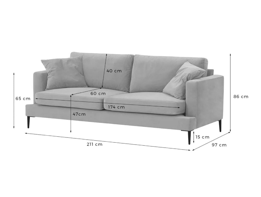 Cody 3 Seater Sofa Dimensions