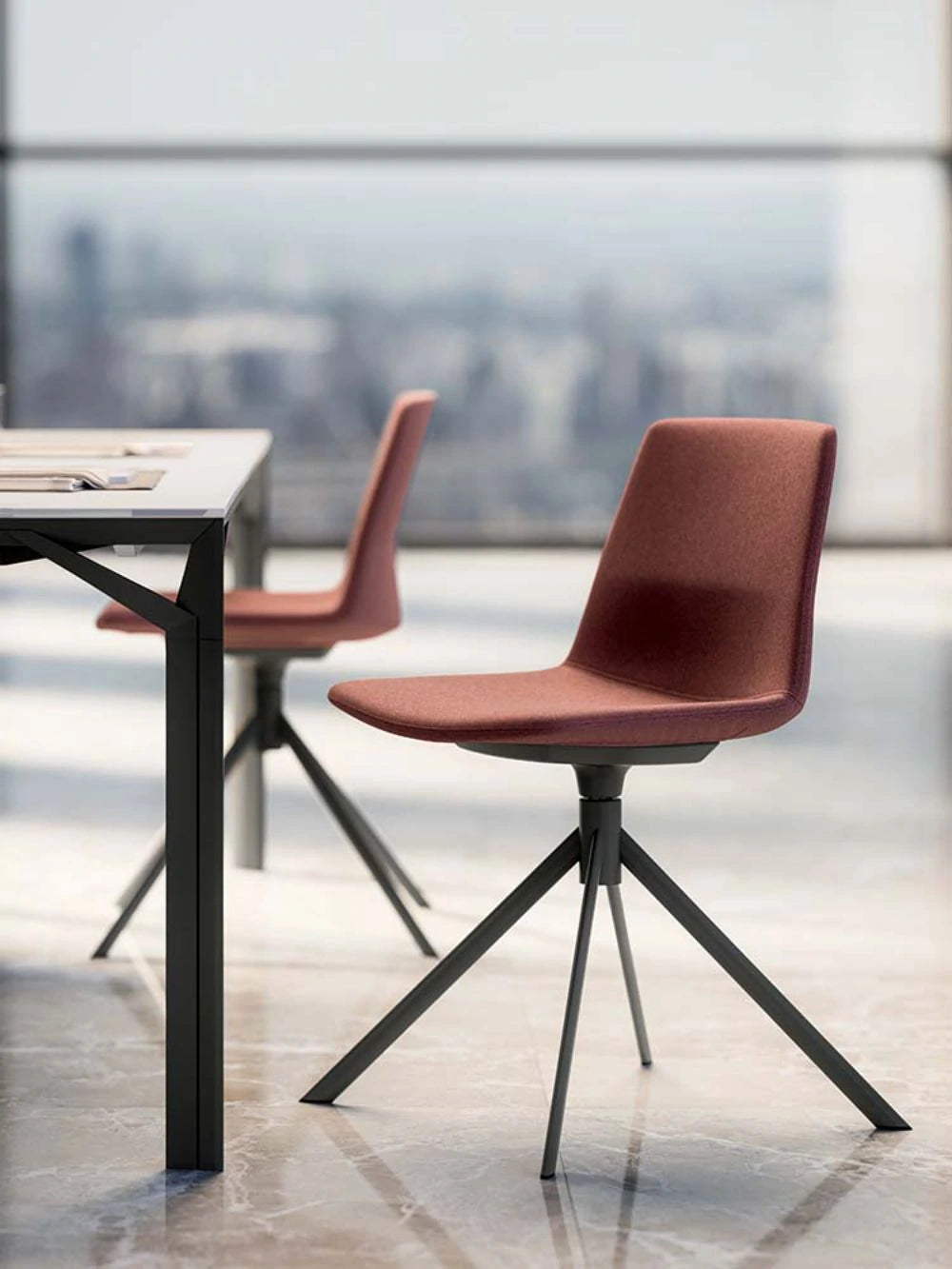 Compass Dining Chair in Red with Spider Base Legs