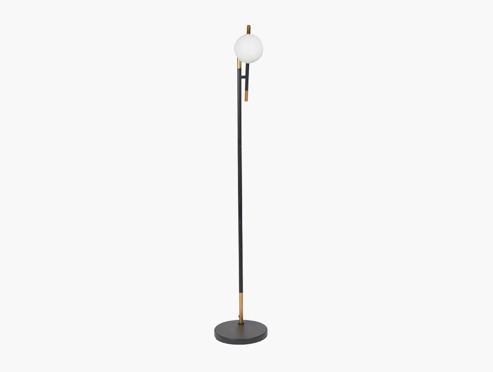 Dalia White Orb and Black Metal Floor Lamp 3