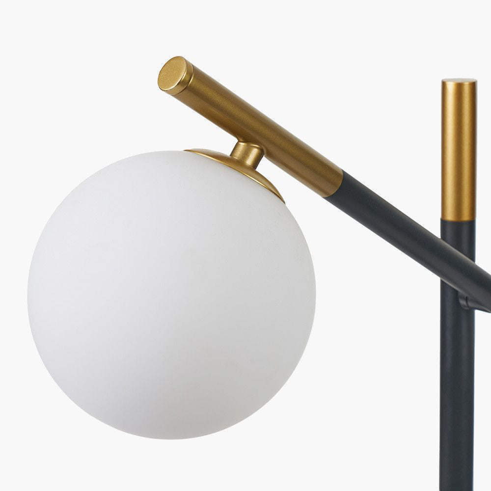 Dalia White Orb and Black Metal Floor Lamp Bulb Detail