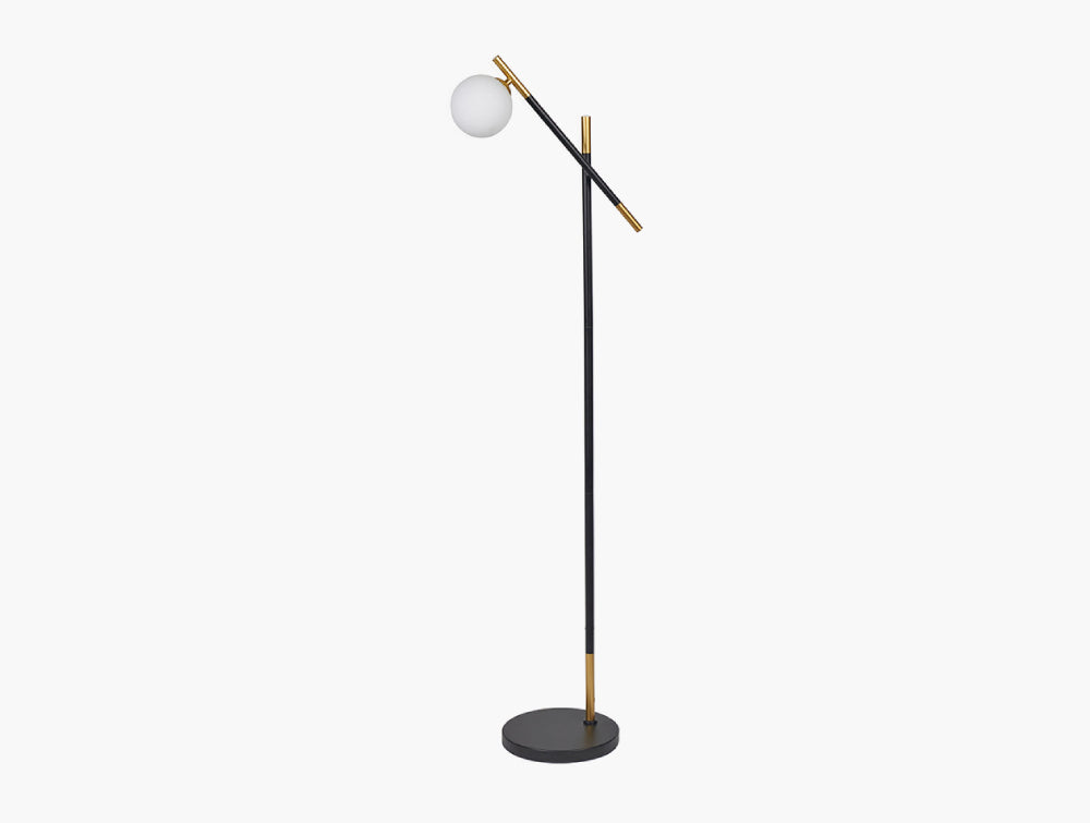 Dalia White Orb and Black Metal Floor Lamp