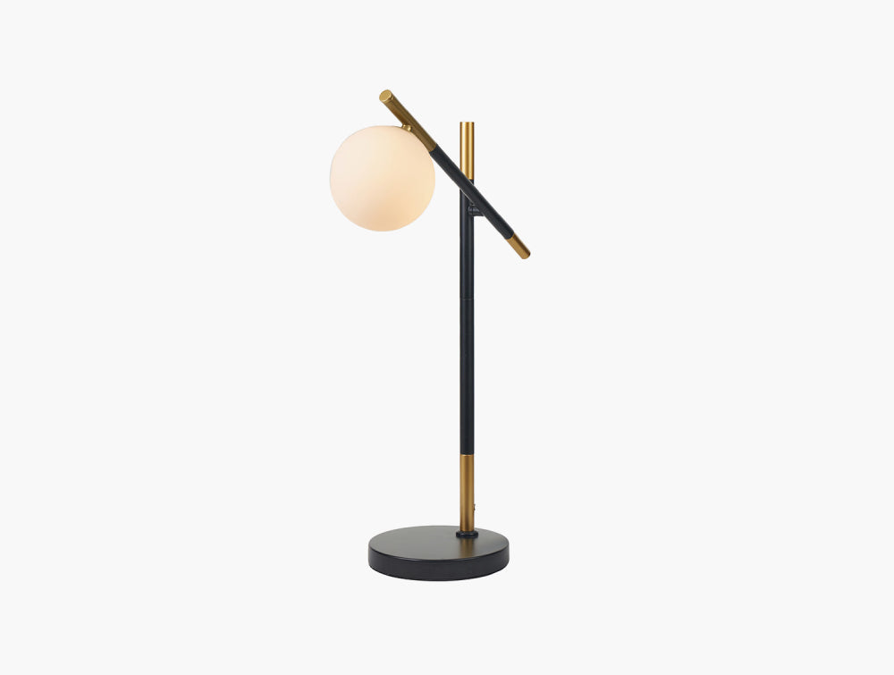 Dalia White Orb and Black Metal Table Lamp 2