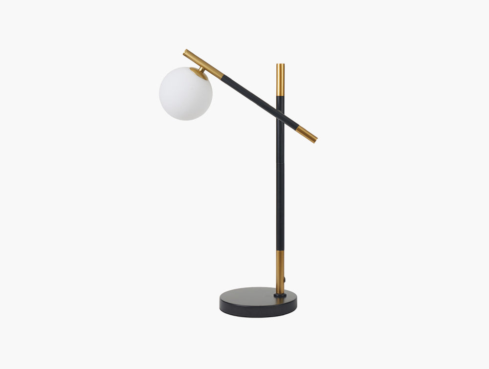 Dalia White Orb and Black Metal Table Lamp 3