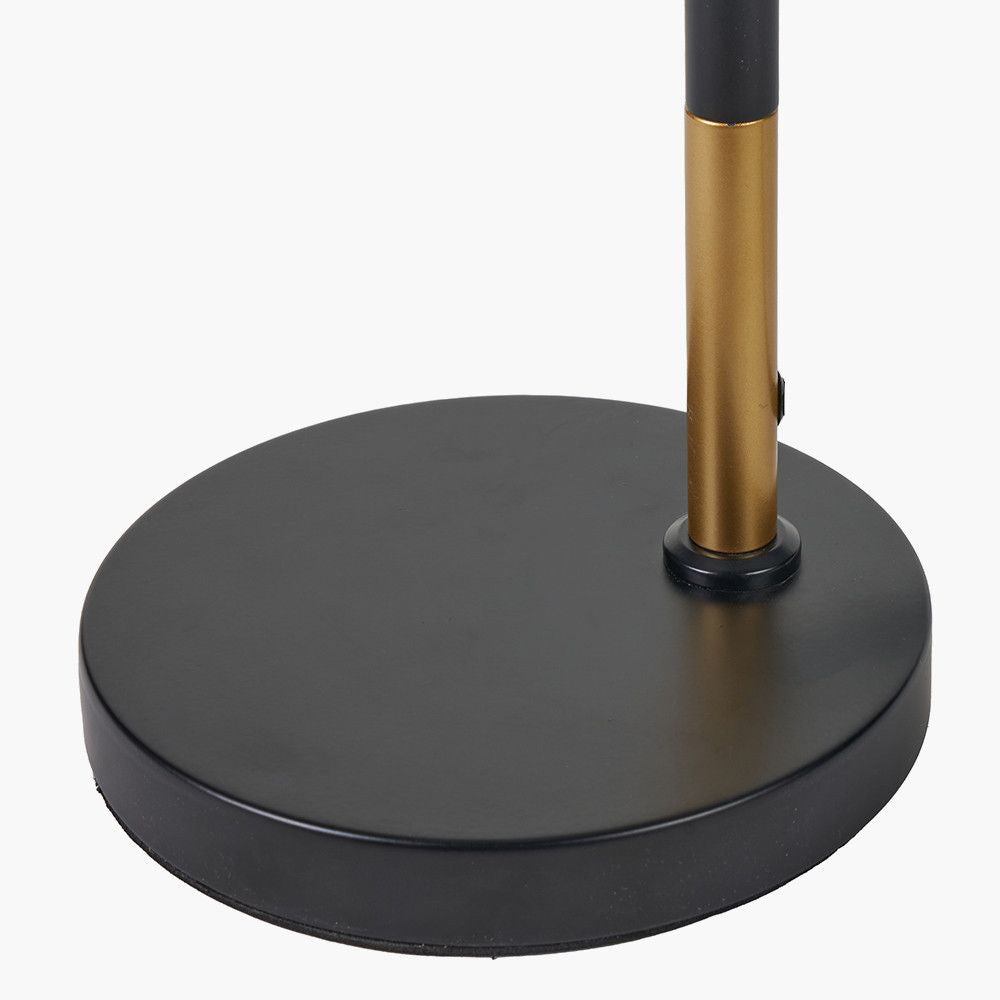 Dalia White Orb and Black Metal Table Lamp Round Base Detail