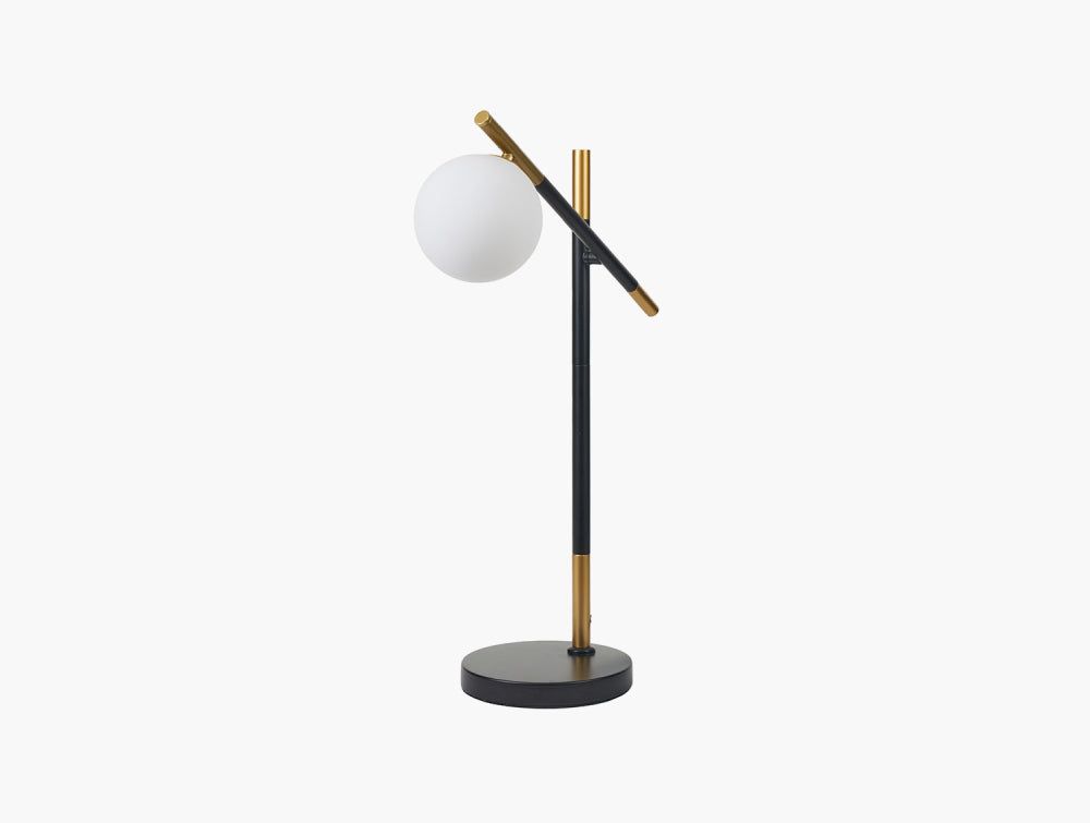 Dalia White Orb and Black Metal Table Lamp
