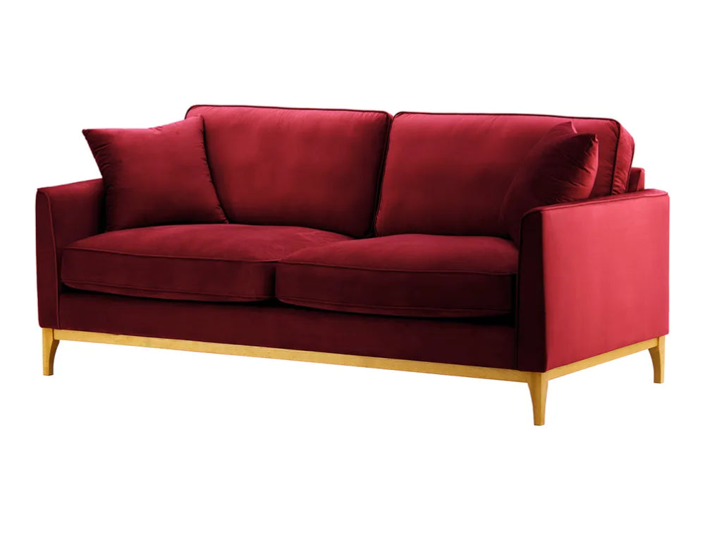 Dalton 3 Seater Sofa - Dark Red and Like Oak