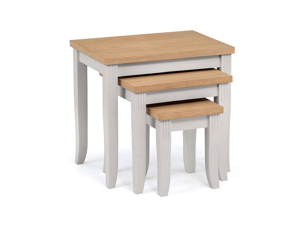 Davina Oak Top Nest Of Tables Elephant Grey 2