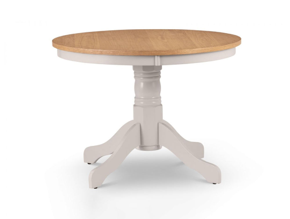 Davina Oak Top Round Pedestal Dining Table Elephant Grey