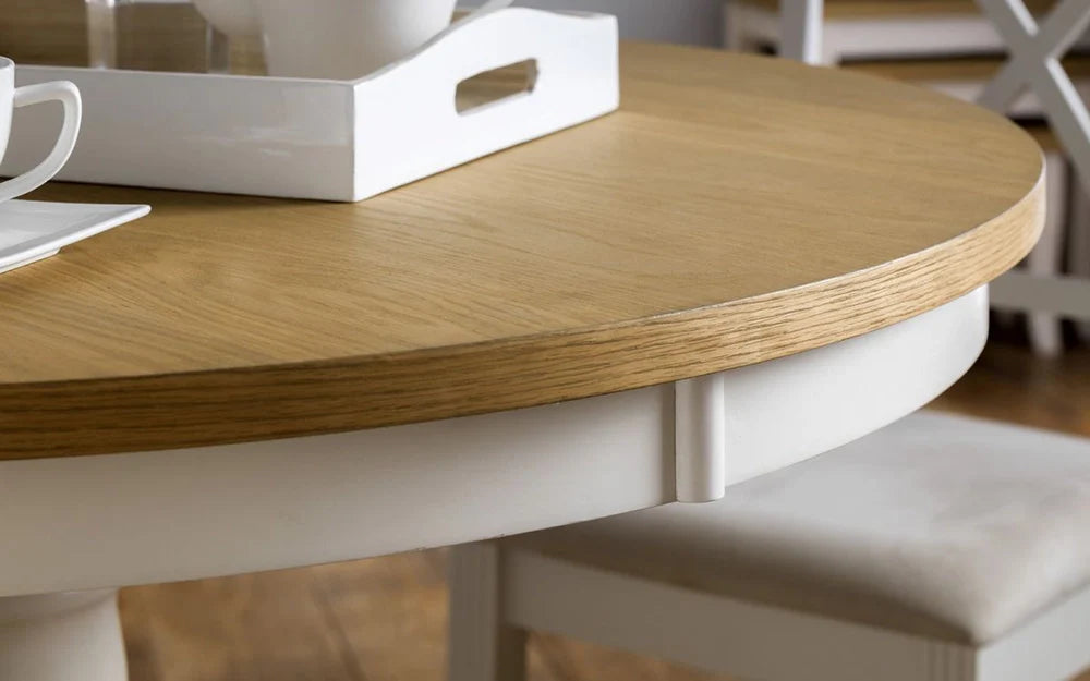 Davina Round Pedestal Dining Table Ivory Detail