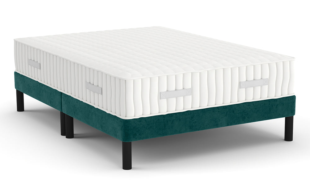 Divan Bed 4'6" Double on black legs in Marble Peacock