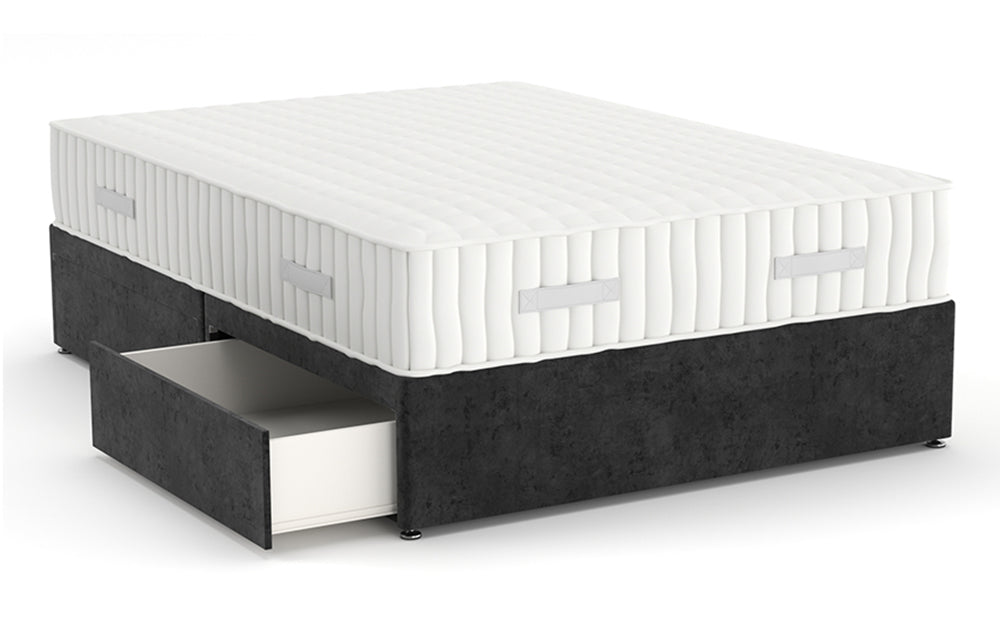 Divan Bed 4'6" Double with 4 Drawers in Marble Gunmetal