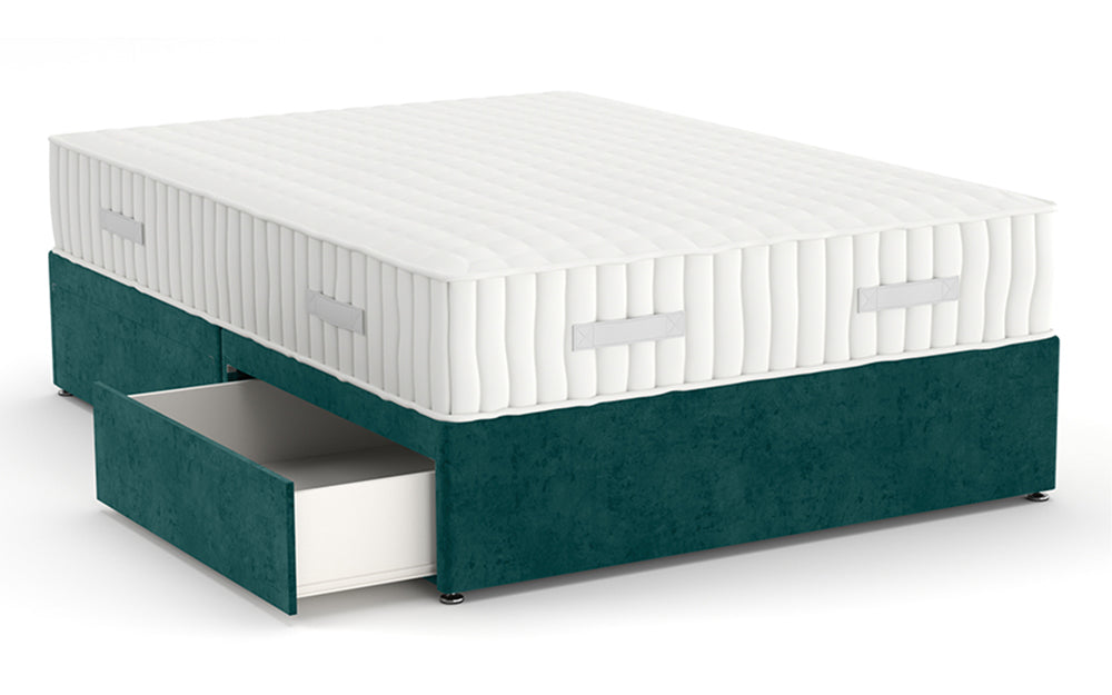 Divan Bed 4'6" Double with 4 Drawers in Marble Peacock