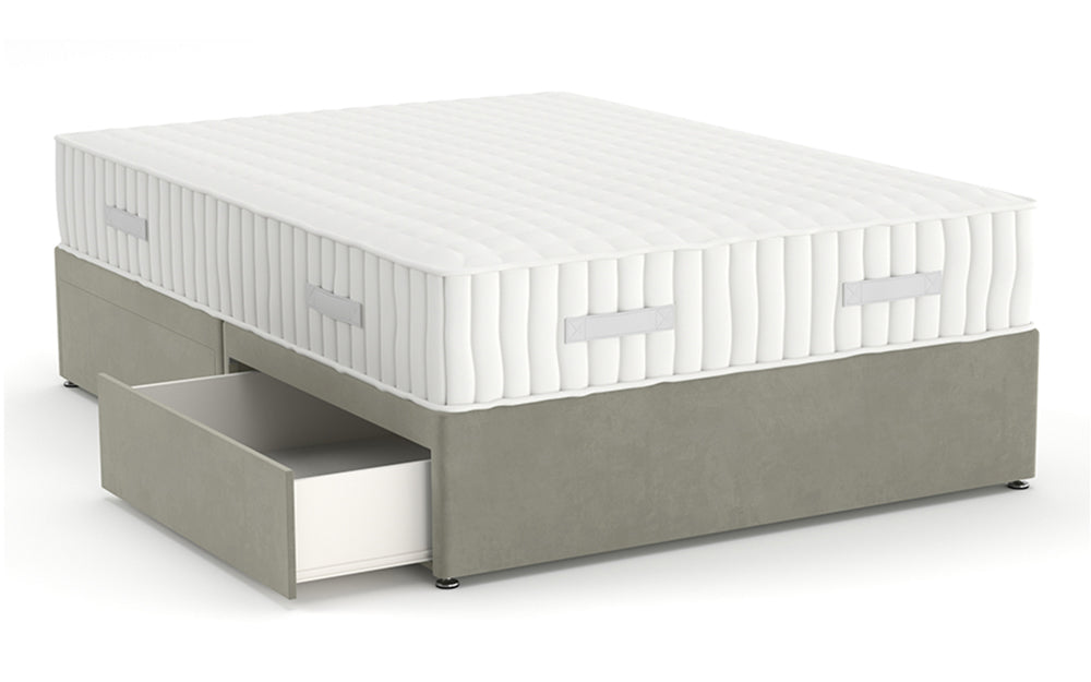 Divan Bed 4'6" Double with 4 Drawers in Plush Velvet Silver