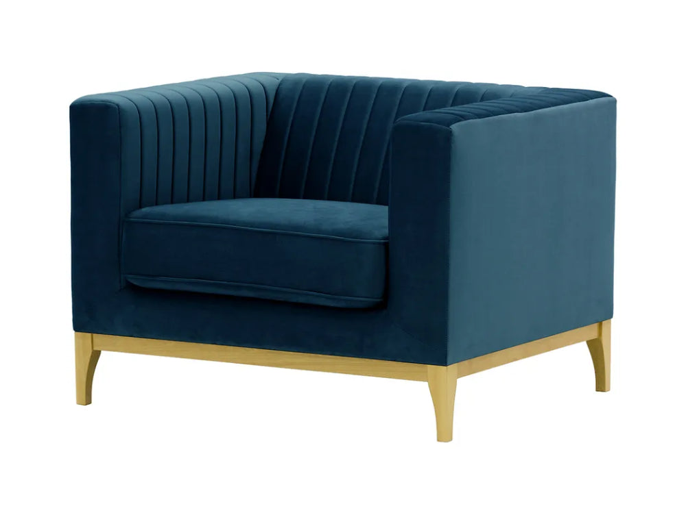 Edwin Armchair - Blue and Like Oak