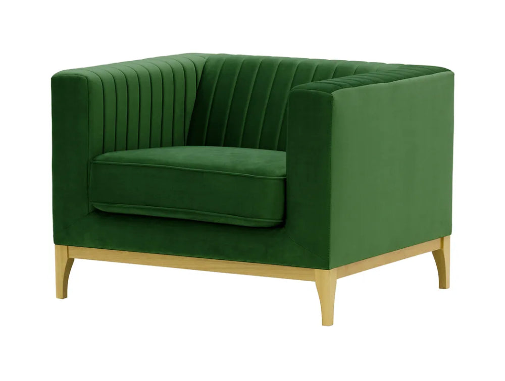 Edwin Armchair - Dark Green and Like Oak