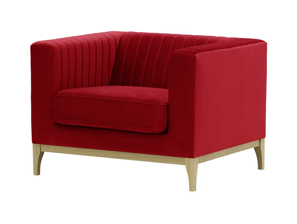 Edwin Armchair - Dark Red and Wax Black